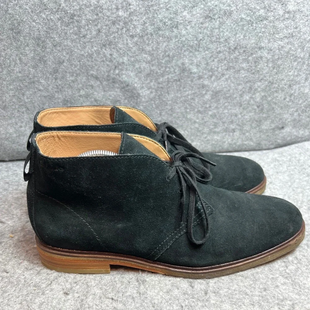 Clarks Mens Black Suede Chukka Desert Boots Lace Up Shoes Comfort Size 10.5